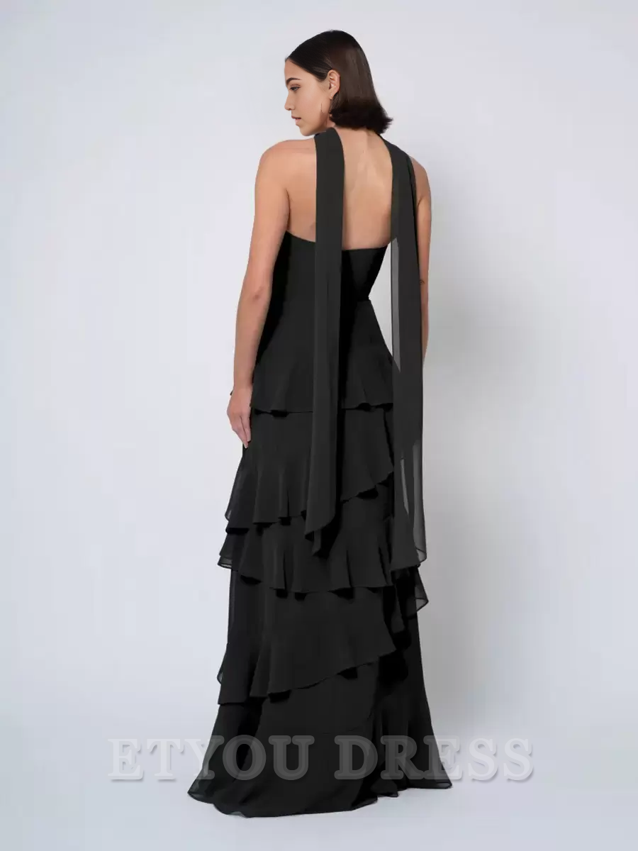 A-line Sleeveless Floor-Length Backless Chiffon formal dresses Bridesmaid Dresses evening gown Prom Dress